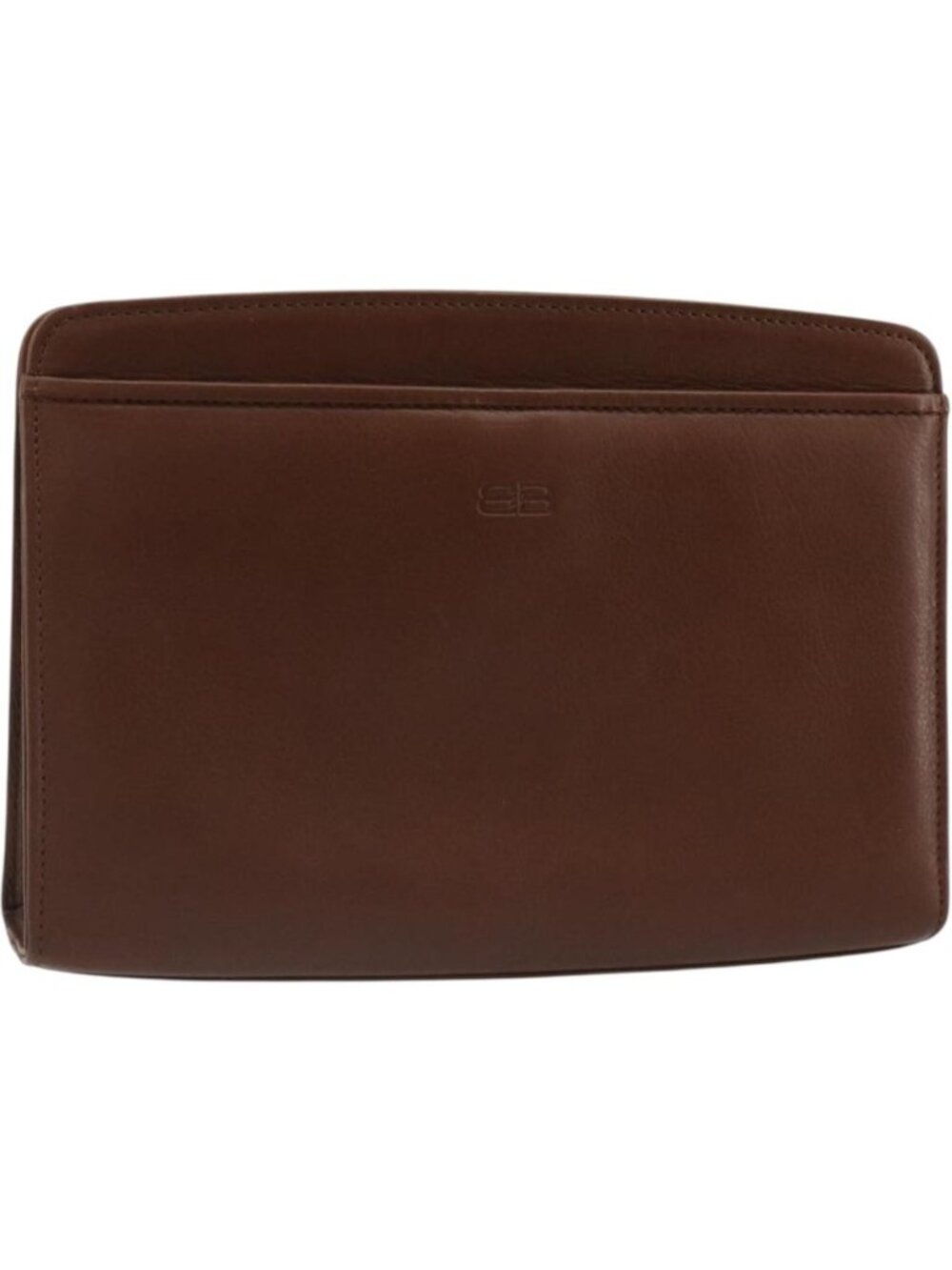BALENCIAGA Clutch Bag Leather Brown Gold